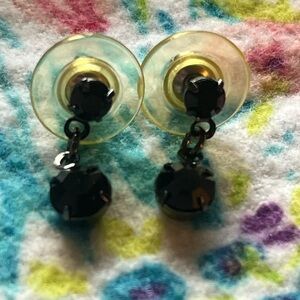 Vintage 90s Black Crystal Earrings